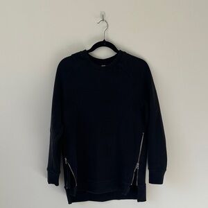 Varley Women’s  Black Crewneck Sweater with Zipper Details